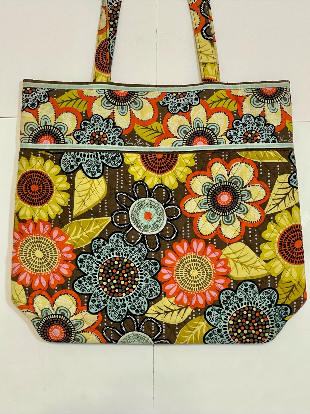 Vera Bradley Quilted Tote Bag - Retired Flower Shower Print (2014)